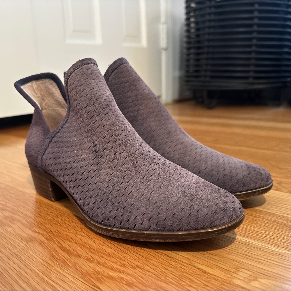 Lucky Brand Baley Booties Slip on Perforated Suede Leather Size 8
